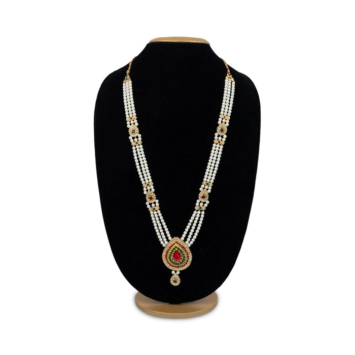 3 Line Moti Mala - 16 Inches | White Beaded Mala/ Artificial Jewellery For Weddings And Women