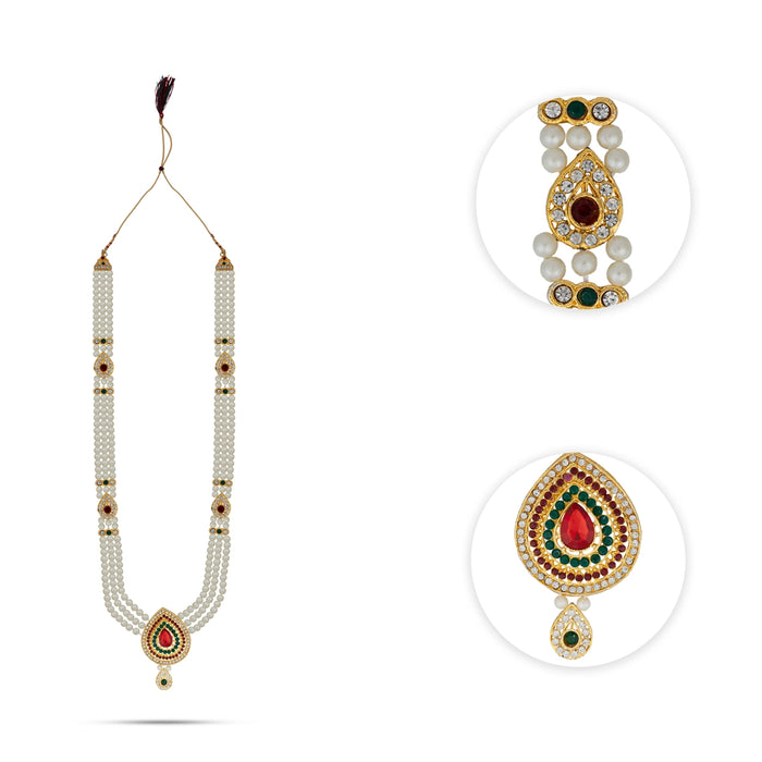 3 Line Moti Mala - 16 Inches | White Beaded Mala/ Artificial Jewellery For Weddings And Women