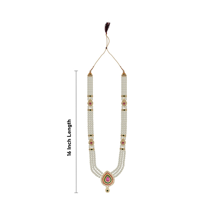 3 Line Moti Mala - 16 Inches | White Beaded Mala/ Artificial Jewellery For Weddings And Women