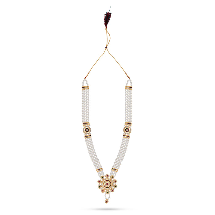 4 Line Moti Mala - 24 Inches | White Beaded Mala/ Artificial Jewellery For Weddings And Women