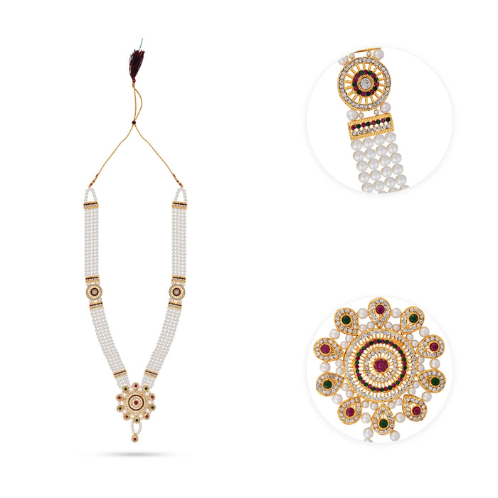 4 Line Moti Mala - 24 Inches | White Beaded Mala/ Artificial Jewellery For Weddings And Women