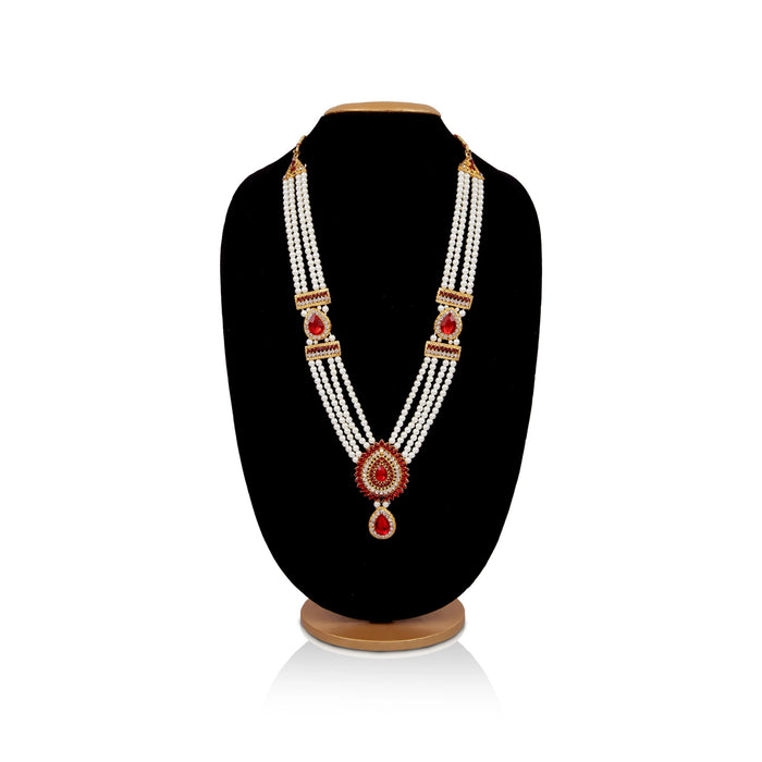 4 Line Moti Mala - 15 Inches | White Beaded Mala/ Artificial Jewellery For Weddings And Women