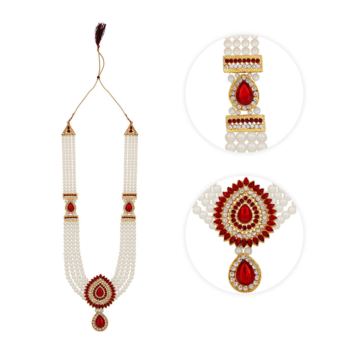 4 Line Moti Mala - 15 Inches | White Beaded Mala/ Artificial Jewellery For Weddings And Women