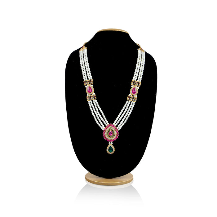 4 Line Moti Mala - 15 Inches | White Beaded Mala/ Artificial Jewellery For Weddings And Women