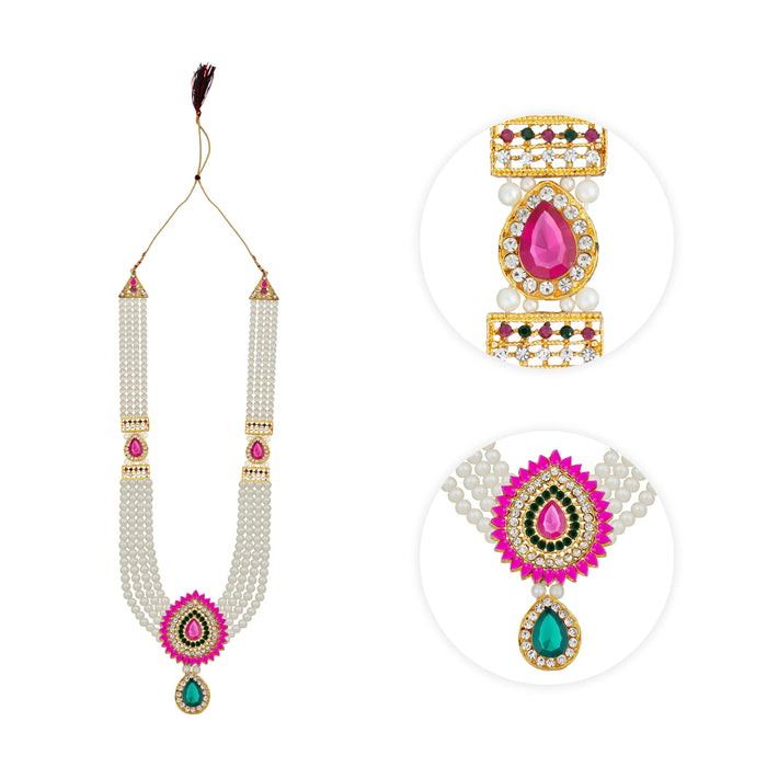 4 Line Moti Mala - 15 Inches | White Beaded Mala/ Artificial Jewellery For Weddings And Women