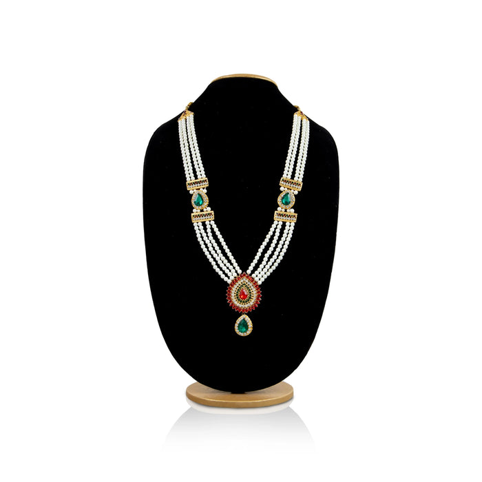 4 Line Moti Mala - 15 Inches | White Beaded Mala/ Artificial Jewellery For Weddings And Women