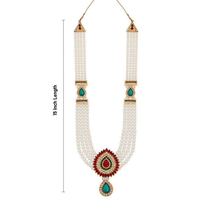 4 Line Moti Mala - 15 Inches | White Beaded Mala/ Artificial Jewellery For Weddings And Women