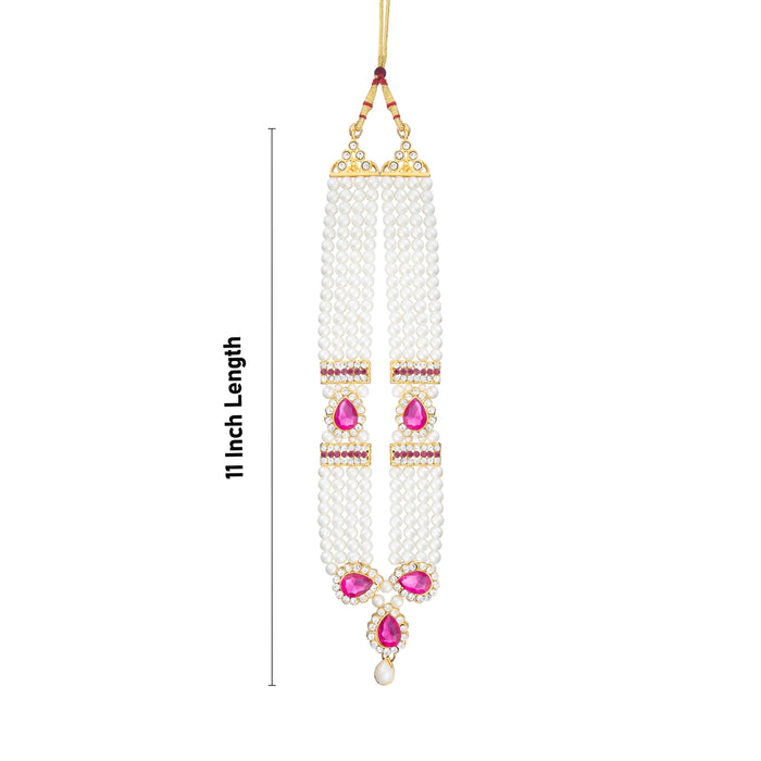4 Line Moti Mala - 11 Inches | White Beaded Mala/ Artificial Jewellery For Weddings And Women