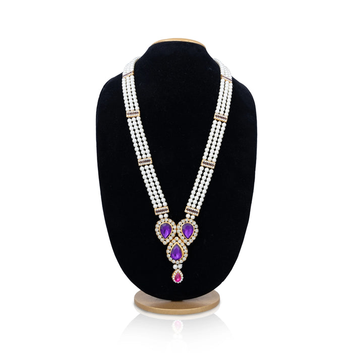 3 Line Moti Mala - 19 Inches | White Beaded Mala/ Artificial Jewellery For Weddings And Women