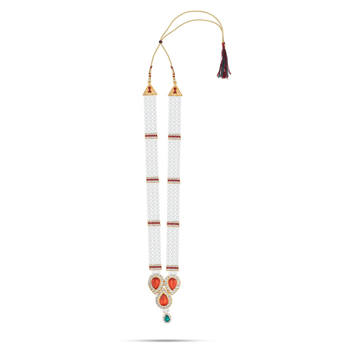 3 Line Moti Mala - 19 Inches | White Beaded Mala/ Artificial Jewellery For Weddings And Women