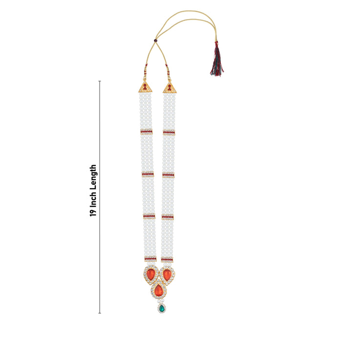 3 Line Moti Mala - 19 Inches | White Beaded Mala/ Artificial Jewellery For Weddings And Women