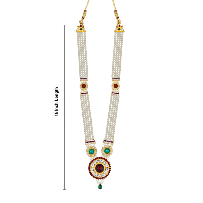 4 Line Moti Mala - 16 Inches | White Beaded Mala/ Artificial Jewellery For Weddings And Women