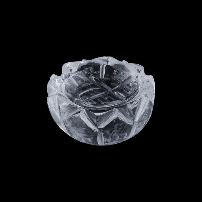 Sphatik Kamal Padam Charan - 1 X 0.5 Inches | Crystal Lotus Feet/ Vishnu Charan Paduka For Pooja
