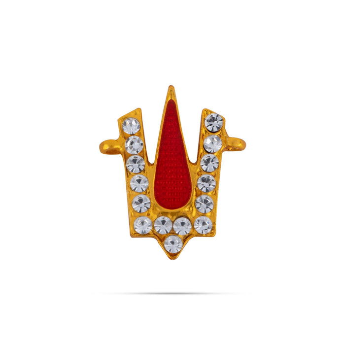 Vishnu Tilak - 1 x 0.75 Inches | V Shape Stone Namam/ Gold Enamel Polish Perumal Namam for Deity