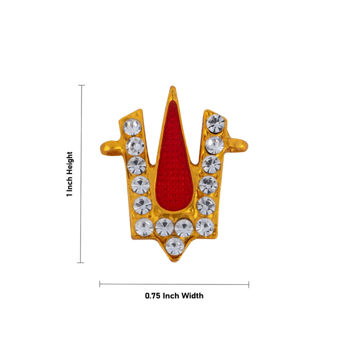 Vishnu Tilak - 1 x 0.75 Inches | V Shape Stone Namam/ Gold Enamel Polish Perumal Namam for Deity