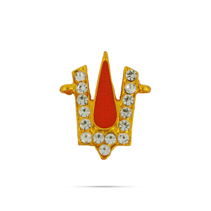 Vishnu Tilak - 0.75 x 0.5 Inches | V Shape Stone Namam/ Gold Enamel Polish Perumal Namam for Deity