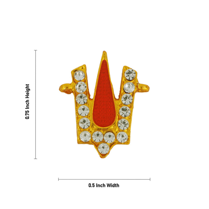 Vishnu Tilak - 0.75 x 0.5 Inches | V Shape Stone Namam/ Gold Enamel Polish Perumal Namam for Deity