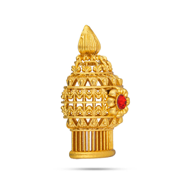 Half Vairamudi Crown - 1.75 X 1 Inches | Mukut/ Kiridam/ Gold Polish With Single Stone Kireedam For Deity