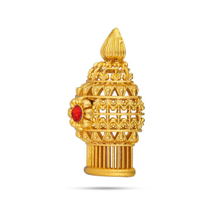 Half Vairamudi Crown - 1.75 X 1 Inches | Mukut/ Kiridam/ Gold Polish With Single Stone Kireedam For Deity