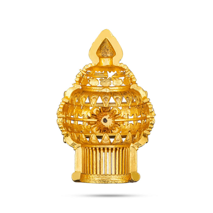 Half Vairamudi Crown - 1.75 X 1 Inches | Mukut/ Kiridam/ Gold Polish With Single Stone Kireedam For Deity