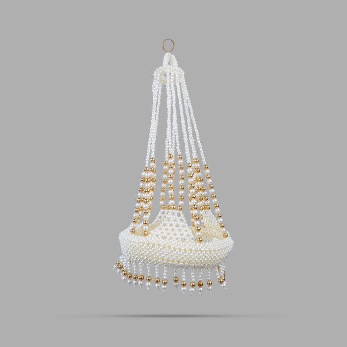 Krishna Jhula - 17 Inches | Moti Beads Design Jhoola/ Laddu Gopal Jhula for Deity Decor