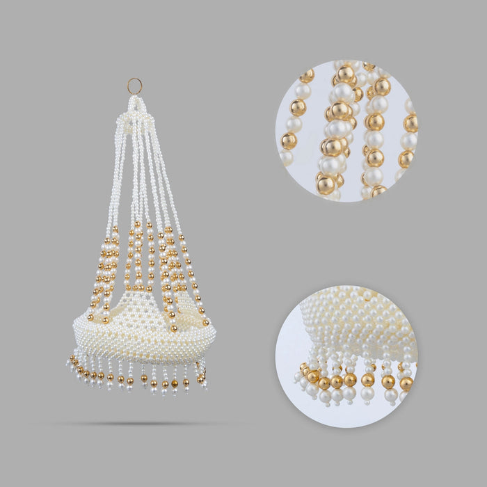 Krishna Jhula - 17 Inches | Moti Beads Design Jhoola/ Laddu Gopal Jhula for Deity Decor