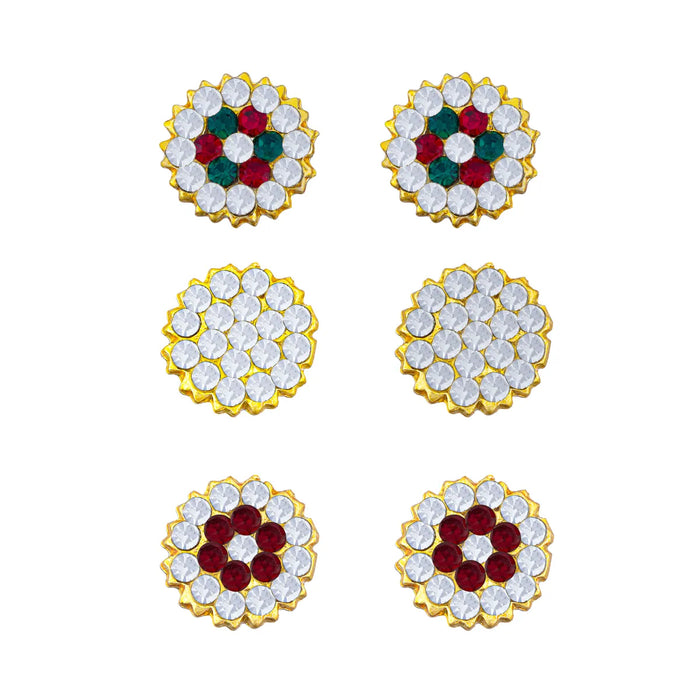 Stone Pottu - 6 Pcs | Small Stone Bindi/ Swamy Alangaram/ Tilak Stone For Deity Decoration