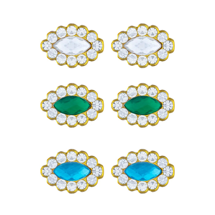 Stone Pottu - 6 Pcs | Small Stone Bindi/ Swamy Alangaram/ Tilak Stone For Deity Decoration