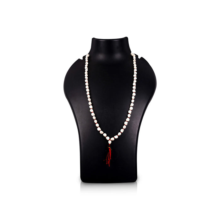 Skeleton Beads Mala With Thread Knot - 16 Inches | White Coloured Skeleton Mala/ 6mm/ Mund Mala For Kali Decor