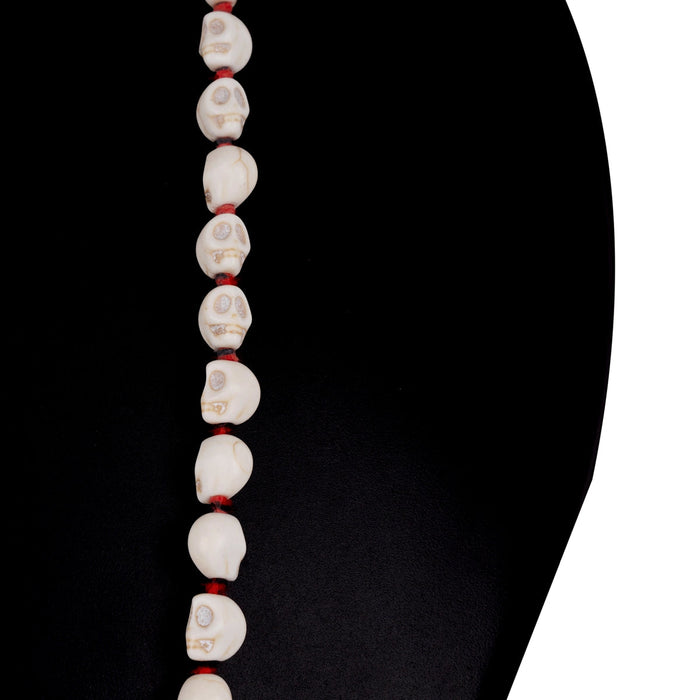 Skeleton Beads Mala With Thread Knot - 16 Inches | White Coloured Skeleton Mala/ 6mm/ Mund Mala For Kali Decor