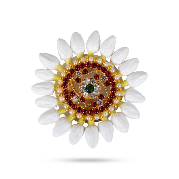 Artificial Floral Jada Pin - 3 Inches | Decorative Mogra Flower Hair Pin / Jasmine Hair Accessory for Women