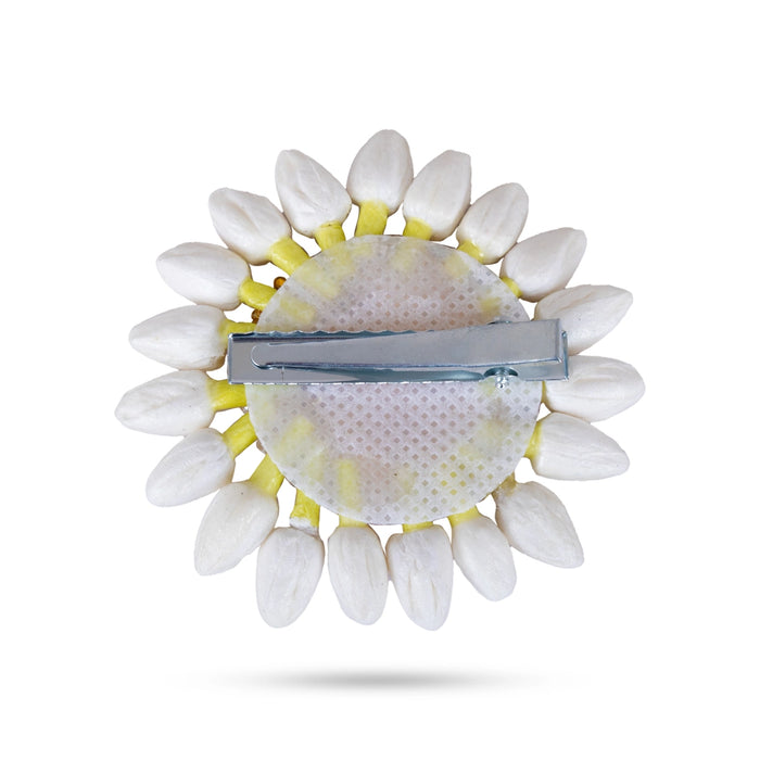 Artificial Floral Jada Pin - 3 Inches | Decorative Mogra Flower Hair Pin / Jasmine Hair Accessory for Women