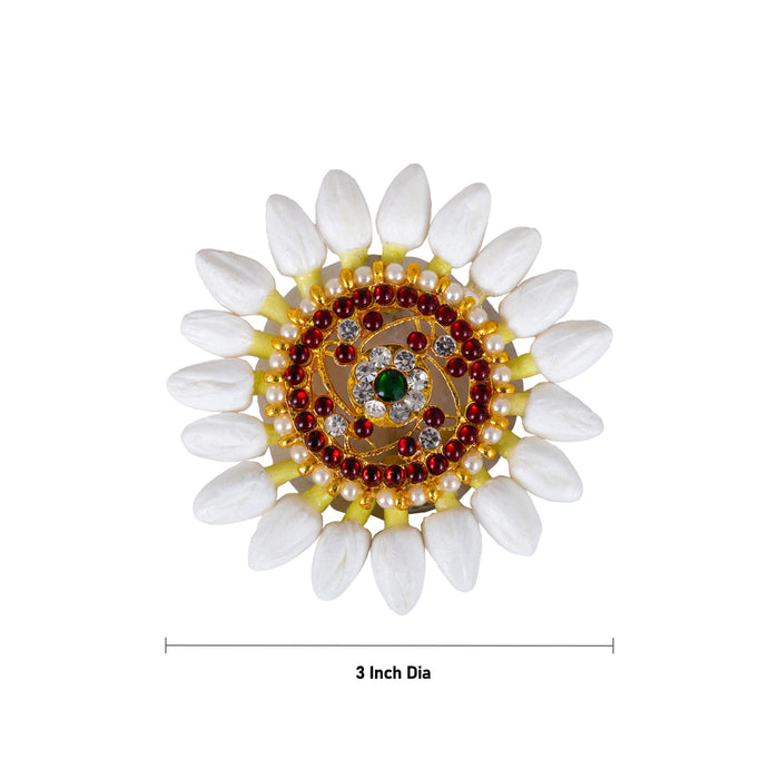 Artificial Floral Jada Pin - 3 Inches | Decorative Mogra Flower Hair Pin / Jasmine Hair Accessory for Women