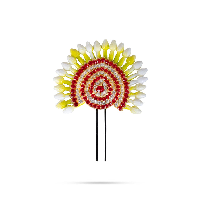 Artificial Jada Pin - 2 x 2.75 Inches | Plastic Jasmine Jada Billa/ Floral Hair Pin/ Stone Hair Accecssory