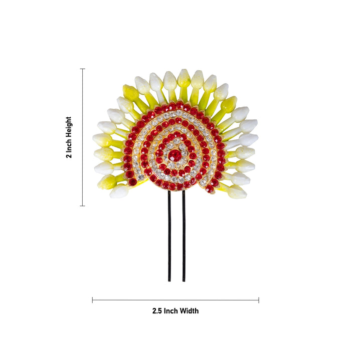 Artificial Jada Pin - 2 x 2.75 Inches | Plastic Jasmine Jada Billa/ Floral Hair Pin/ Stone Hair Accecssory