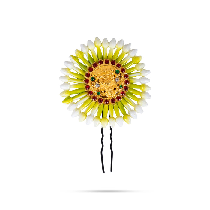 Artificial Jasmine Jada Pin - 3 Inches | Plastic Flower Hair Pin/ Jada billa/ Hair Ornament for Women