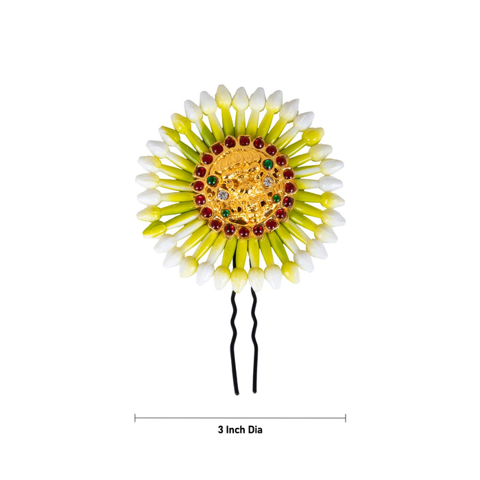 Artificial Jasmine Jada Pin - 3 Inches | Plastic Flower Hair Pin/ Jada billa/ Hair Ornament for Women