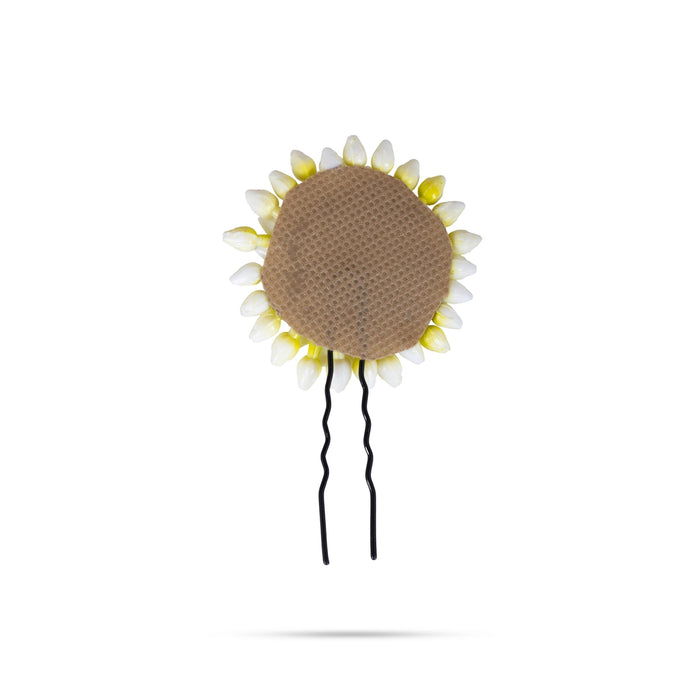 Artificial Floral Jada Pin - 2.5 Inches | 2 Line Stone Billa/ Decorative Plastic Flower Hair Pin/ Jasmine Hair Accessory