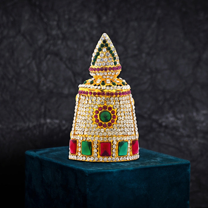 Half Crown - 3 x 2 Inches | Half Turban/ Half Kiridam/ Multicolour Stone Half Kireedam for Deity