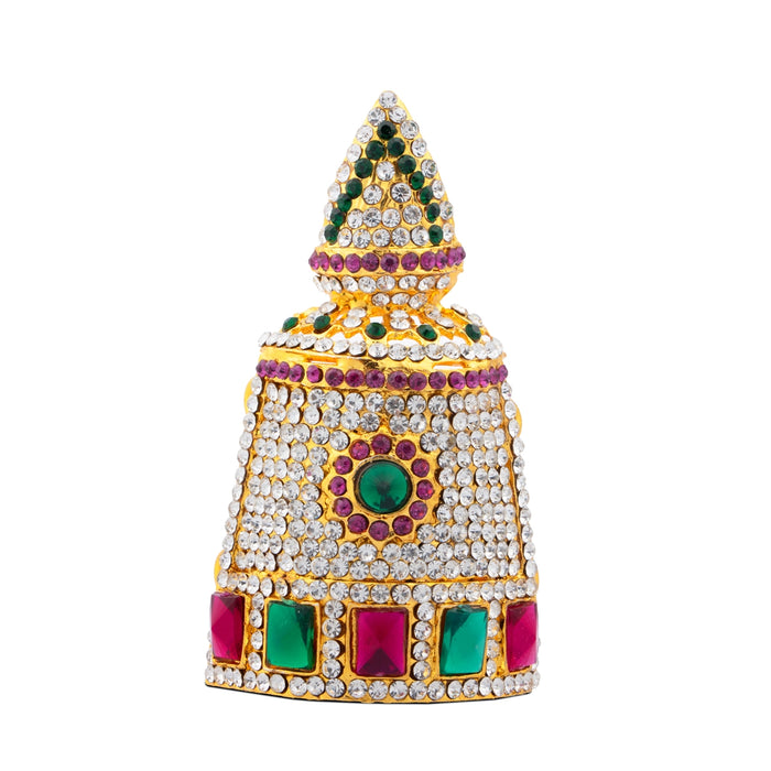 Half Crown - 3 x 2 Inches | Half Turban/ Half Kiridam/ Multicolour Stone Half Kireedam for Deity
