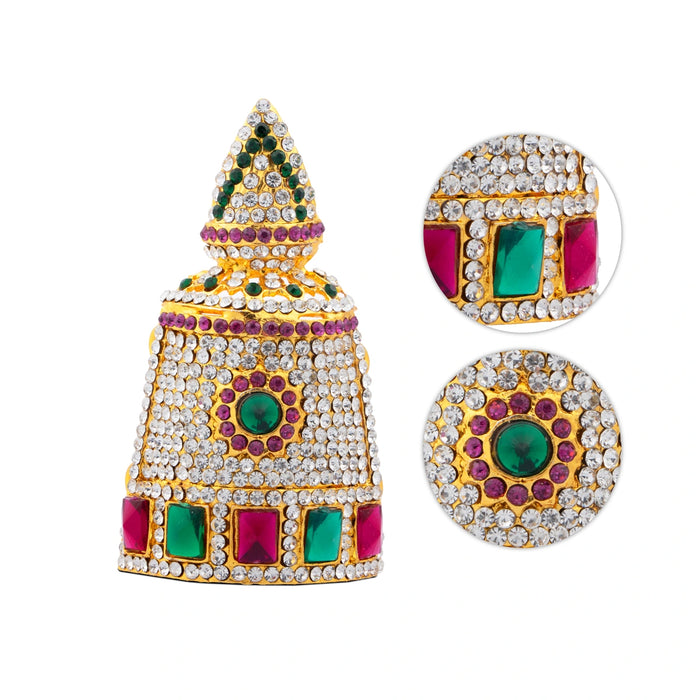 Half Crown - 3 x 2 Inches | Half Turban/ Half Kiridam/ Multicolour Stone Half Kireedam for Deity