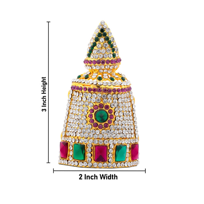Half Crown - 3 x 2 Inches | Half Turban/ Half Kiridam/ Multicolour Stone Half Kireedam for Deity