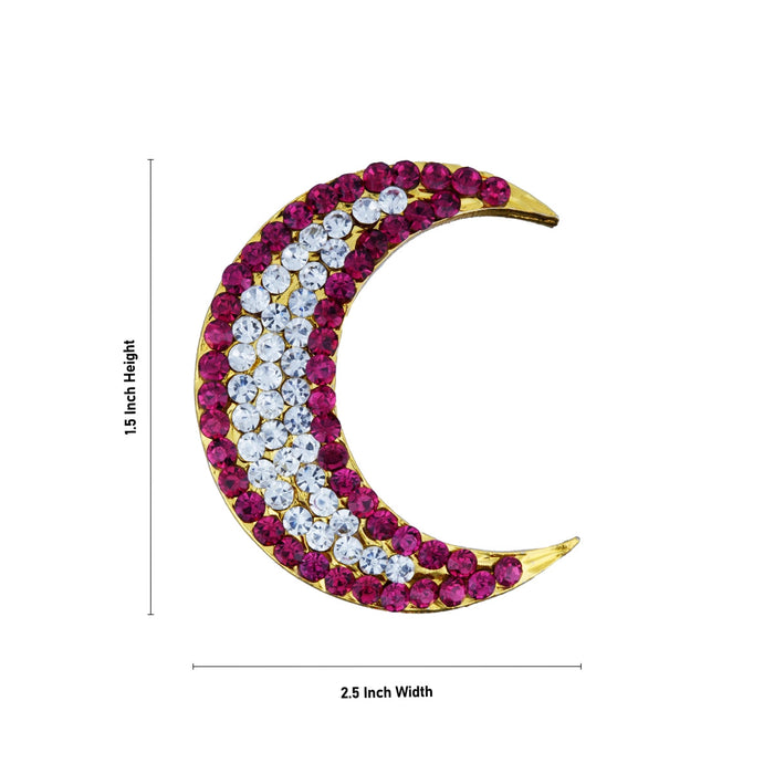 Stone Sun And Moon Billai- 1.5 X 2.5 Inches | Hair Accessories/ Multicolour Stone Jewellery/ Sun Moon For Deity