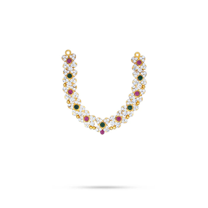 Two Step Stone Haram - 5 Inches | Multicolour Stone Jewellery/ Stone Necklace for Deity