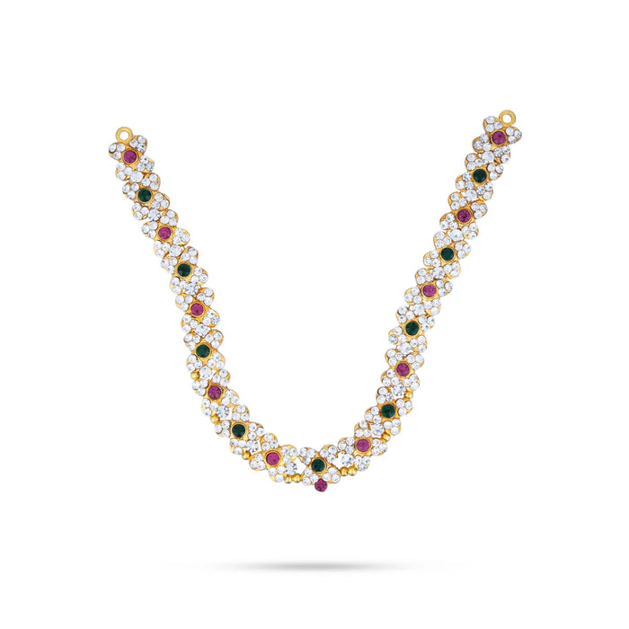 Two Step Stone Haram - 5 Inches | Multicolour Stone Jewellery/ Stone Necklace for Deity