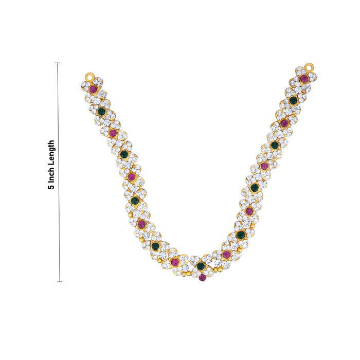 Two Step Stone Haram - 5 Inches | Multicolour Stone Jewellery/ Stone Necklace for Deity