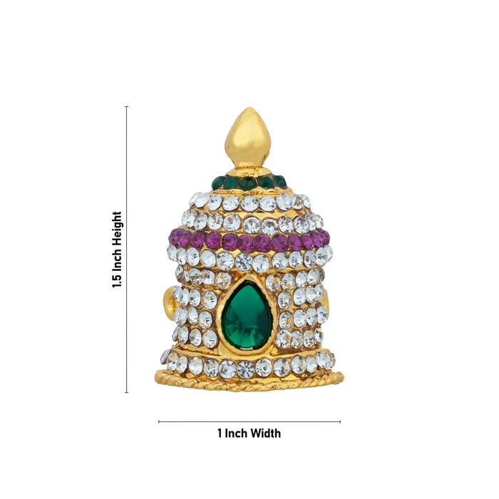 Half Stone Crown – 1.5 x 1 Inches | Multicolour Stone Kireedam/ Kiridam/ Mukut for Deity