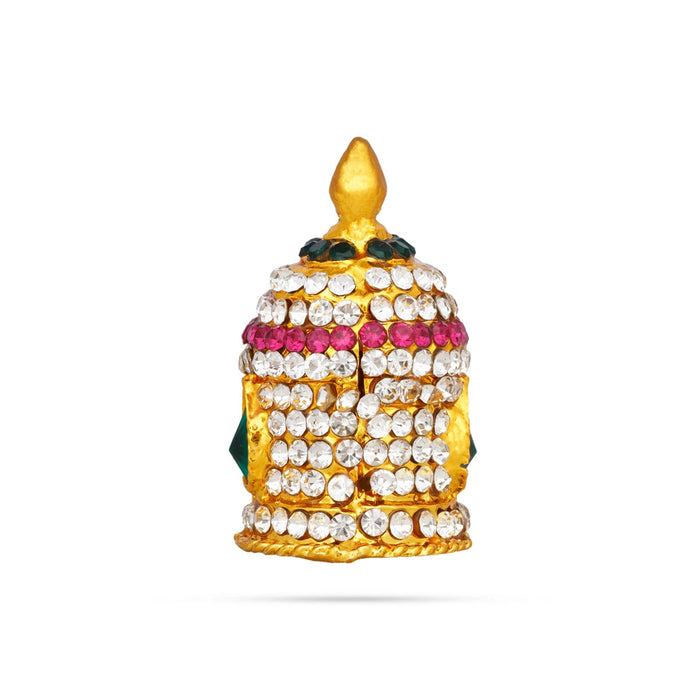 Stone Kireedam - 2 x 1 Inches | Round Stone Crown/ Multicolour Stone Kiridam for Deity Decor