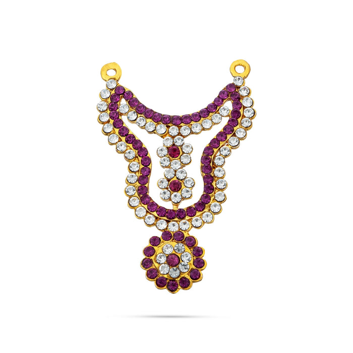 Stone Haram - 2.25 Inches | Stone Jewellery/ 2 Line Stone Necklace/ Artificial Jewelry For Deity Decor