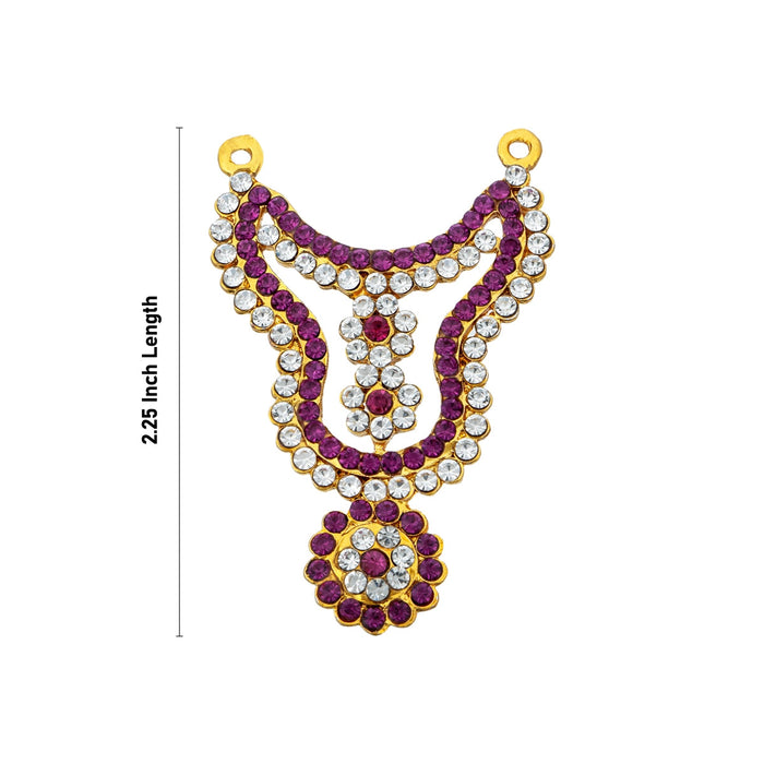Stone Haram - 2.25 Inches | Stone Jewellery/ 2 Line Stone Necklace/ Artificial Jewelry For Deity Decor
